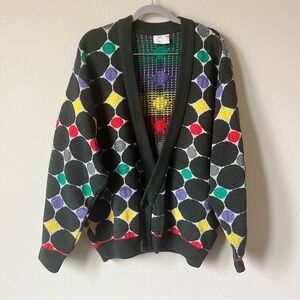 Vintage COOGI Australia Cardigan Sweater XL Multicolor Textured Knit Hip Hop 90s